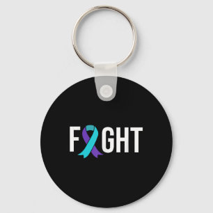 Suicide Prevention Awareness Purple Teal Ribbon Key Ring