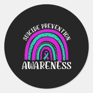 Suicide Prevention Awareness Purple Teal Ribbon Me Classic Round Sticker