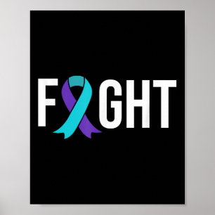 Suicide Prevention Awareness Purple Teal Ribbon  Poster