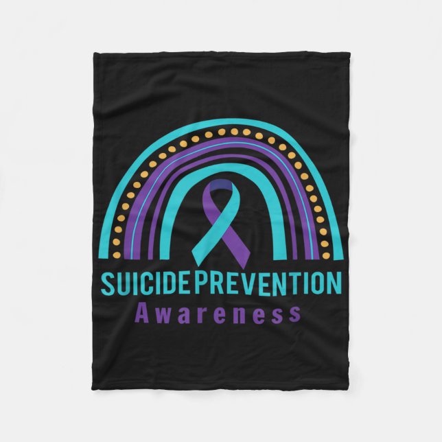 Suicide Prevention Awareness Rainbow &amp; Teal &a Fleece Blanket (Front)