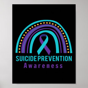 Suicide Prevention Awareness Rainbow And Teal And Poster