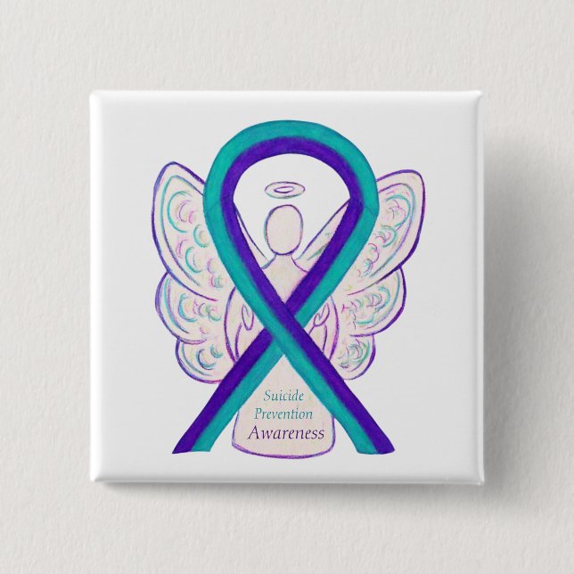Suicide Prevention Awareness Ribbon Angel Buttons (Front)