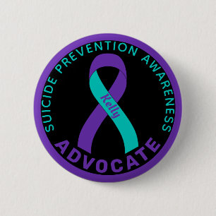 Suicide Prevention Awareness Ribbon Black Button