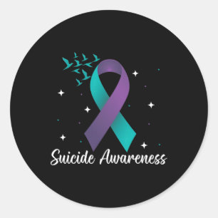 Suicide Prevention Awareness Ribbon Mental Health  Classic Round Sticker