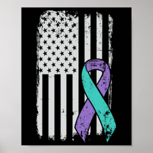 Suicide Prevention Awareness Ribbon - Usa American Poster