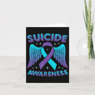 Suicide Prevention Awareness Ribbon Wings Mental H Card