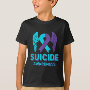 Suicide Prevention Awareness Ribbon Wings Mental H T-Shirt