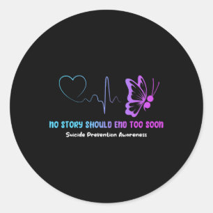 Suicide Prevention Awareness Semicolon Butterfly H Classic Round Sticker