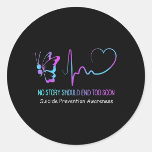 Suicide Prevention Awareness Semicolon Butterfly H Classic Round Sticker