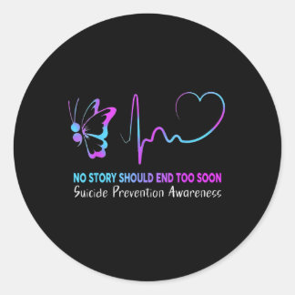 Suicide Prevention Awareness Semicolon Butterfly H Classic Round Sticker