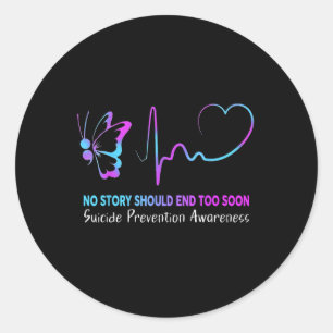 Suicide Prevention Awareness Semicolon Butterfly H Classic Round Sticker