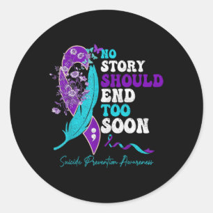 Suicide Prevention Awareness Semicolon Butterfly H Classic Round Sticker