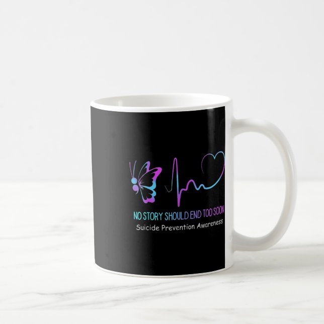 Suicide Prevention Awareness Semicolon Butterfly H Coffee Mug (Right)