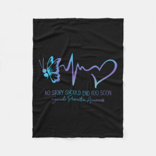 Suicide Prevention Awareness Semicolon Butterfly H Fleece Blanket