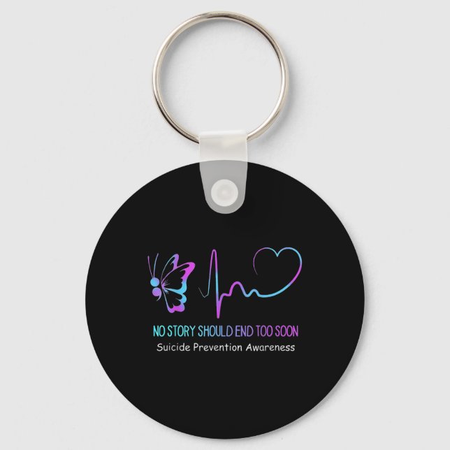 Suicide Prevention Awareness Semicolon Butterfly H Key Ring (Front)