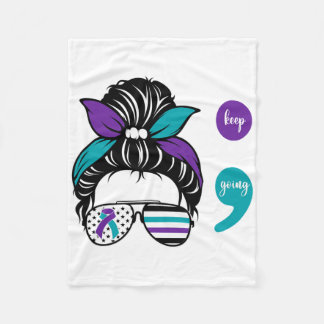 Suicide Prevention Awareness Semicolon Keep Going  Fleece Blanket