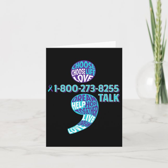 Suicide Prevention Awareness Semicolon Prevent Sui Card (Front)