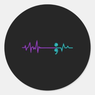 Suicide Prevention Awareness Semicolon Stay 1  Classic Round Sticker
