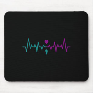 Suicide Prevention Awareness Semicolon Stay Heartb Mouse Pad