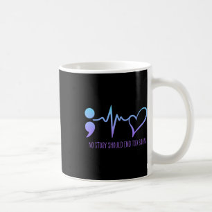 Suicide Prevention Awareness Semicolon Teal & Coffee Mug