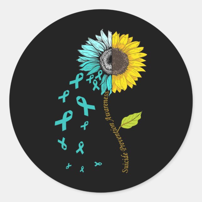 Suicide Prevention Awareness Sunflower 1 Classic Round Sticker (Front)