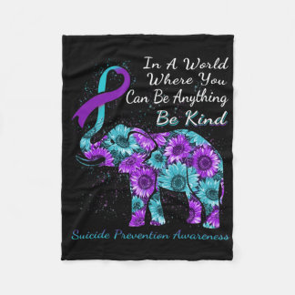 Suicide Prevention Awareness Sunflower Elephant Be Fleece Blanket