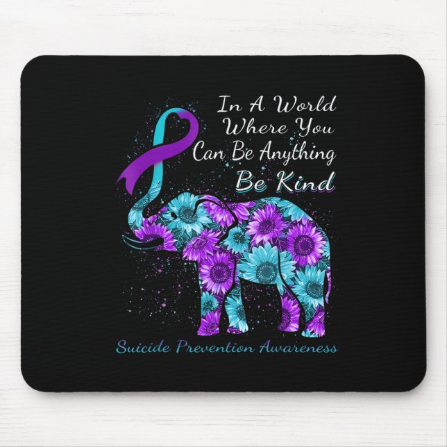 Suicide Prevention Awareness Sunflower Elephant Be Mouse Pad (Front)
