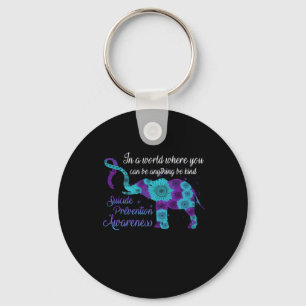 Suicide Prevention Awareness Sunflower Elephant Key Ring
