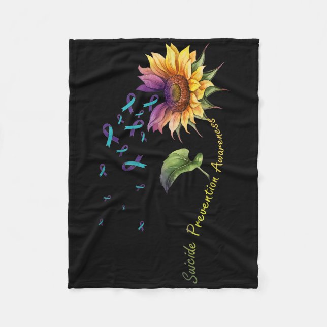 Suicide Prevention Awareness Sunflower  Fleece Blanket (Front)