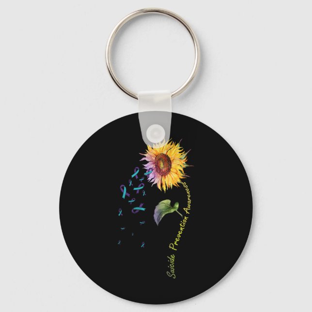 Suicide Prevention Awareness Sunflower  Key Ring (Front)