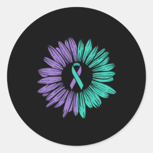 Suicide Prevention Awareness Sunflower Ribbon You  Classic Round Sticker