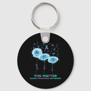 Suicide Prevention Awareness Sunflower Ribbon You Key Ring
