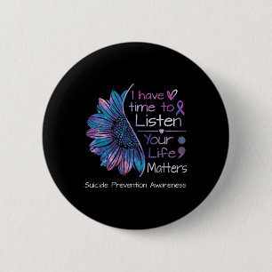 Suicide Prevention Awareness Sunflower Teal &amp;  6 Cm Round Badge