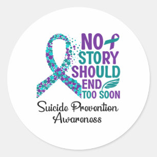 Suicide Prevention Awareness Support Ribbon  Classic Round Sticker