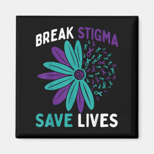 Suicide Prevention Awareness Teal & Purple Bre Magnet
