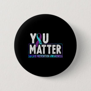 Suicide Prevention Awareness Teal &amp; Purple Rib 6 Cm Round Badge