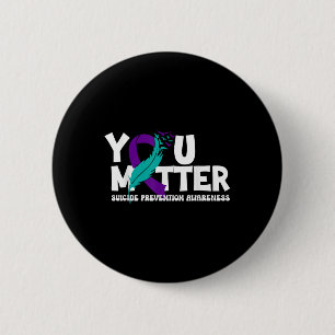 Suicide Prevention Awareness Teal & Purple Rib 6 Cm Round Badge