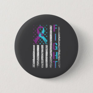 Suicide Prevention Awareness Teal &amp; Purple Rib 6 Cm Round Badge