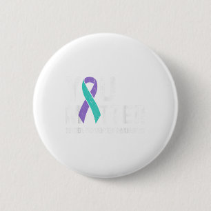 Suicide Prevention Awareness Teal &amp; Purple Rib 6 Cm Round Badge