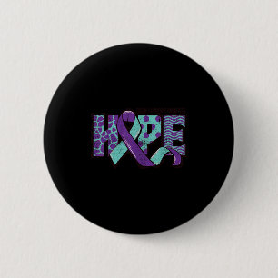 Suicide Prevention Awareness Teal &amp; Purple Rib 6 Cm Round Badge