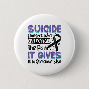 Suicide Prevention Awareness Teal &amp; Purple Rib 6 Cm Round Badge