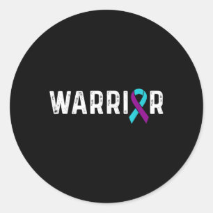 Suicide Prevention Awareness Teal &amp; Purple Rib Classic Round Sticker