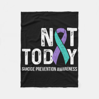 Suicide Prevention Awareness Teal &amp; Purple Rib Fleece Blanket