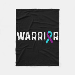 Suicide Prevention Awareness Teal &amp; Purple Rib Fleece Blanket