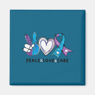 Suicide Prevention Awareness Teal &amp; Purple Rib Magnet