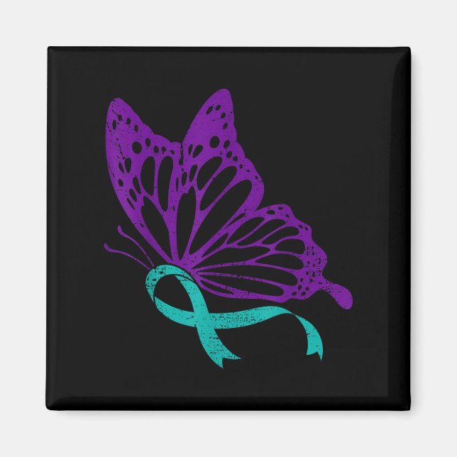 Suicide Prevention Awareness Teal &amp; Purple Rib Magnet (Front)