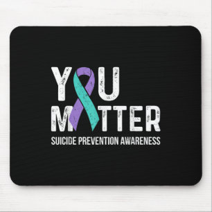 Suicide Prevention Awareness Teal & Purple Rib Mouse Pad