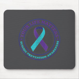 Suicide Prevention Awareness Teal &amp; Purple Rib Mouse Pad