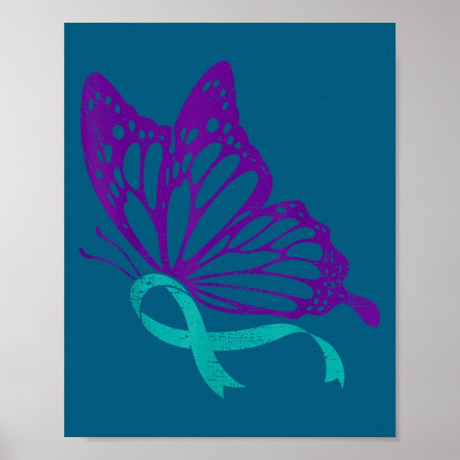 Suicide Prevention Awareness Teal &amp; Purple Rib Poster (Front)