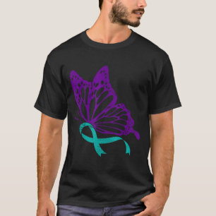 Suicide Prevention Awareness Teal &amp; Purple Rib T-Shirt
